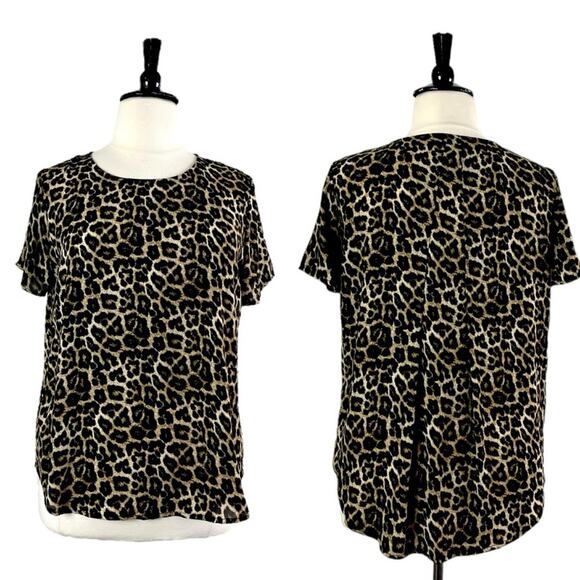 Chelsea & Theodore Tunic Top Short Sleeves Leopard Print Women’s Size XL - Picture 10 of 10